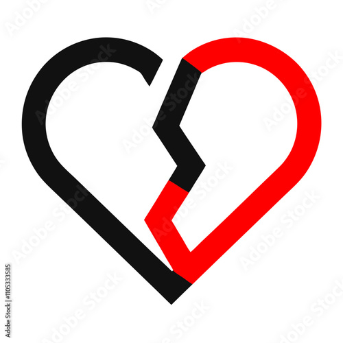 broken heart icon vector heartache symbol vector