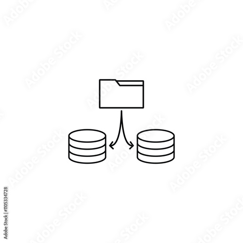 A clean vector storage icon, suitable for data management, cloud storage, technology apps, and digital organization projects