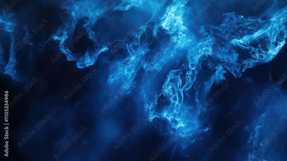 Striking blue flames illuminating a dark background for copy space Striking blue flames illuminating a dark background for copy space