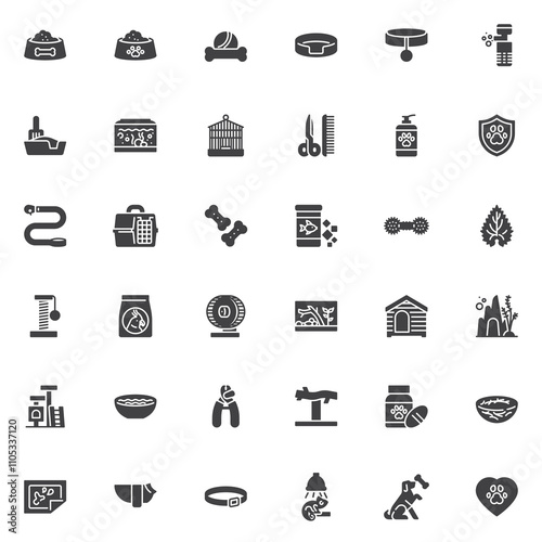 Pet shop vector icons set