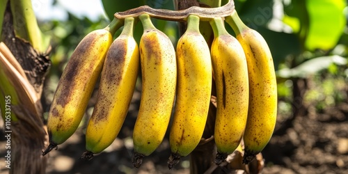 Banana ripening transitions from yellow green to brown as ethylene, a natural plant hormone, plays a crucial role in the banana ripening process and influences its color change. photo