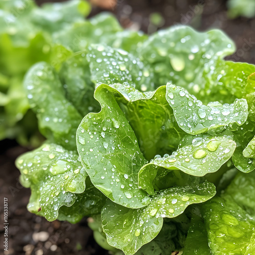 Water droplets glisten on a vibrant green leaf, capturing the essence of nature's beauty