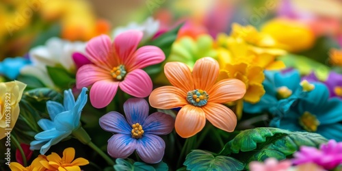 Vibrant and stunning colors of plastic flowers create an eye catching display, showcasing the beauty of plastic flowers in a delightful arrangement filled with bright hues and charm.