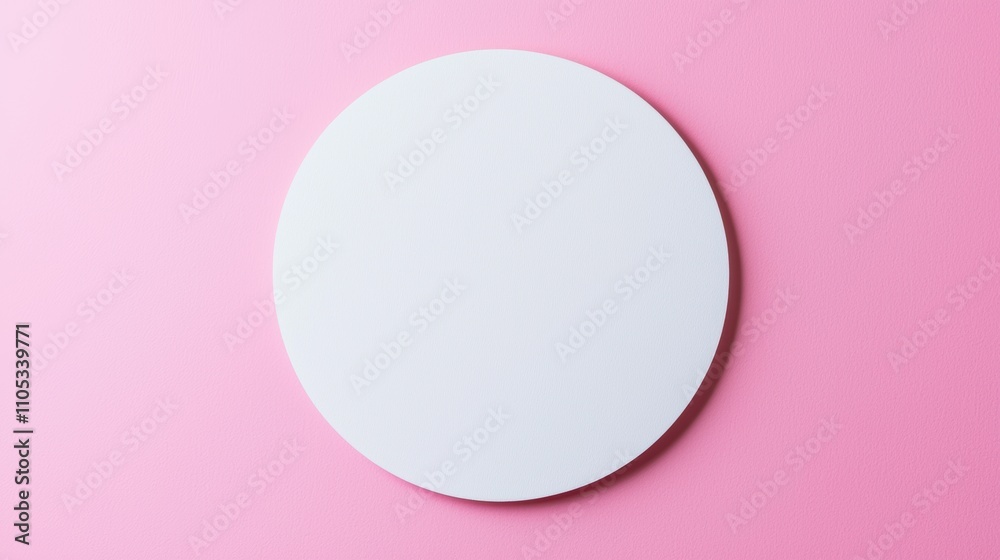 A simple circular white surface placed on a soft pink background, creating a minimalistic and clean aesthetic. A simple circular white surface placed on a soft pink background, creating a minimalistic and clean aesthetic.