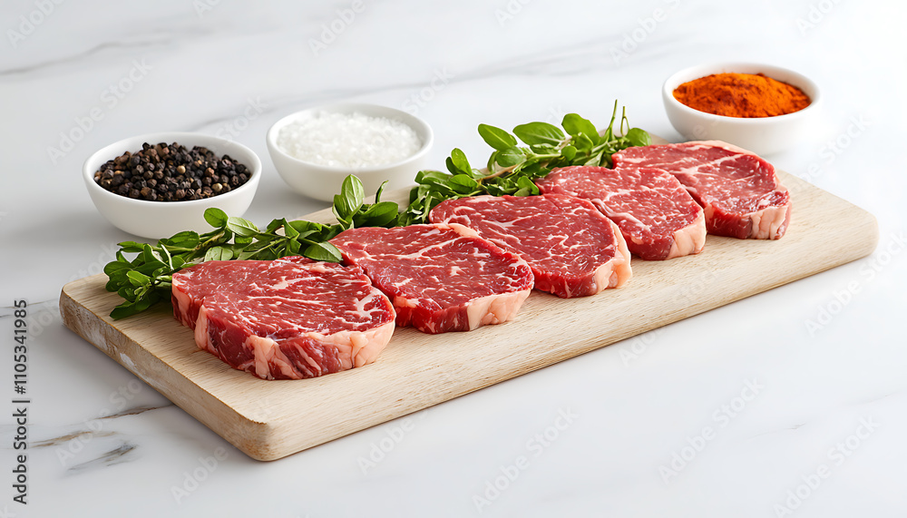 Preparing premium juicy raw steak with spices in modern kitchen culinary art indoor environment creative angle for food lovers Preparing premium juicy raw steak with spices in modern kitchen culinary art indoor environment creative angle for food lovers
