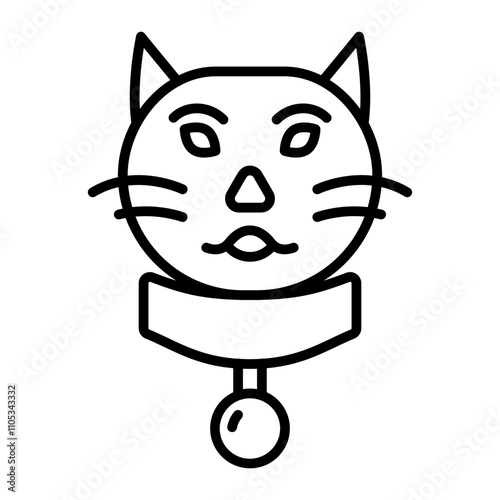 Cat with Bell line icon