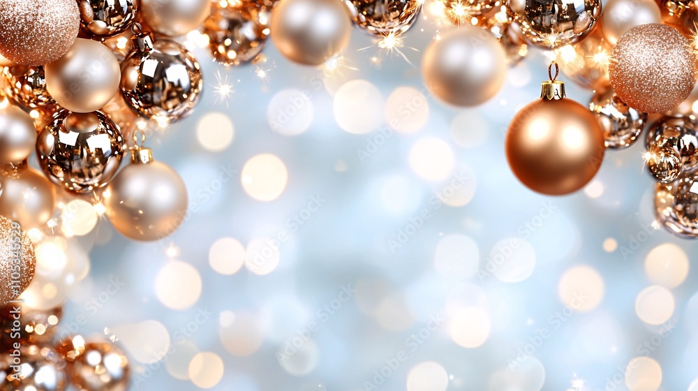 Festive bokeh border concept. Christmas ornament background with bokeh lights Festive bokeh border concept. Christmas ornament background with bokeh lights