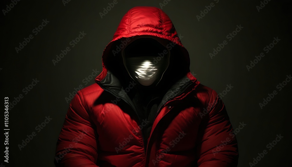 Mystic portrait of a man in red, face concealed, deep ambiance. Mystic portrait of a man in red, face concealed, deep ambiance.