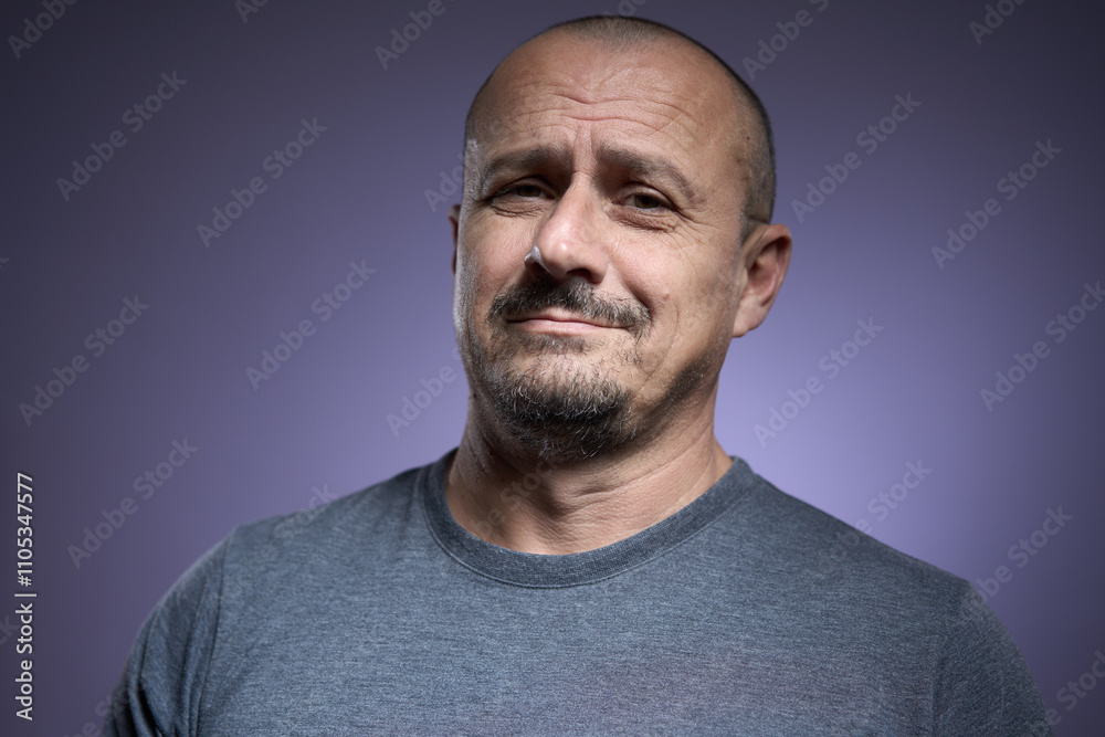 Mature man with an expression of skepticism Mature man with an expression of skepticism