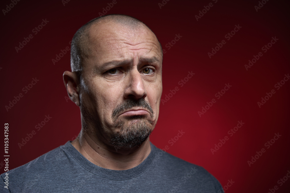 Mature man with an expression of skepticism Mature man with an expression of skepticism