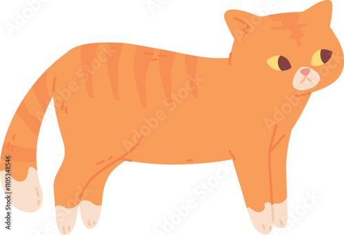 Sad cat color icon. Unhappy pet character