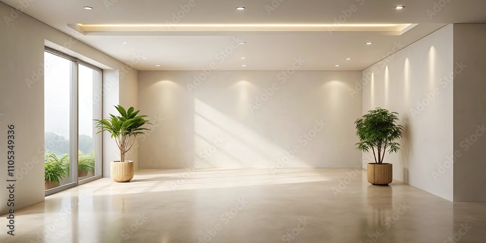 Empty Room Interior Design with Plants and Recessed Lighting Empty Room Interior Design with Plants and Recessed Lighting