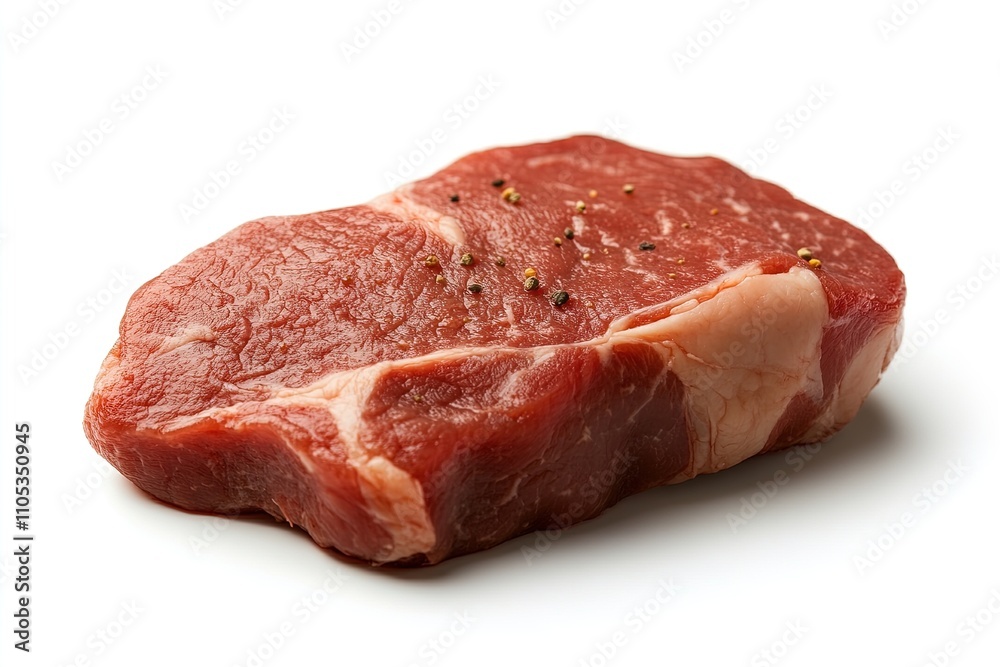 Quality raw beef steak with marbling presented on a clean surface ready for cooking or grilling Quality raw beef steak with marbling presented on a clean surface ready for cooking or grilling