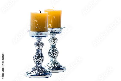 Decorative Candle Holders with Elegant Curves Isolated on Transparent Background photo