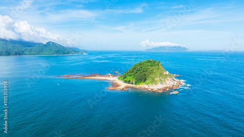 Beautiful aerial photography of Lover's Island in Xichong, Dapeng, Shenzhen in summer photo