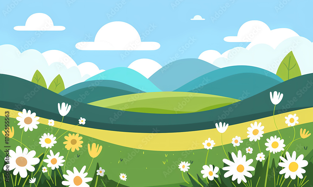 Fototapeta premium landscape with flowers