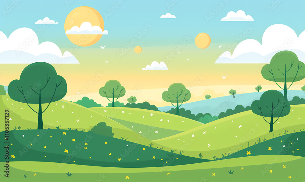 Fototapeta premium landscape with trees and clouds