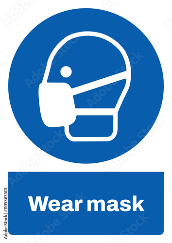 ISO mandatory safety signs sentence case text_wear mask_portrait size a4/a3/a2/a1	
