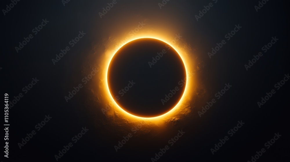Solar eclipse with glowing orange ring, viewed against a dark sky Solar eclipse with glowing orange ring, viewed against a dark sky