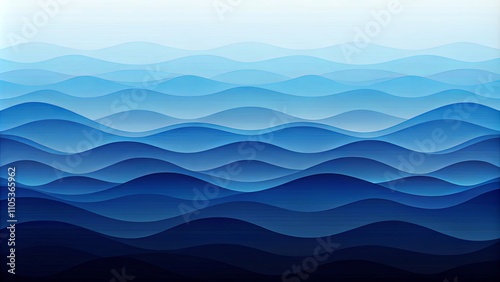 Abstract Blue Undulating Landscape Design Featuring Gradual Color Transitions and Layered Waves