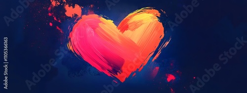 Colorful heart-shaped design made of brush strokes on a dark background