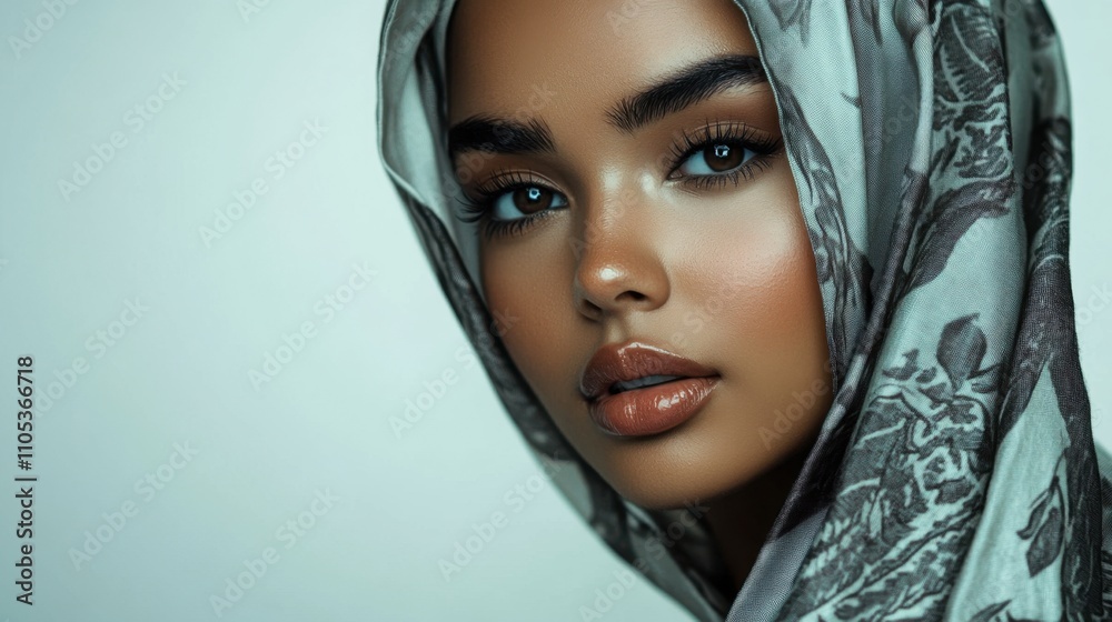 A woman with a scarf on her head and a smile on her face A woman with a scarf on her head and a smile on her face