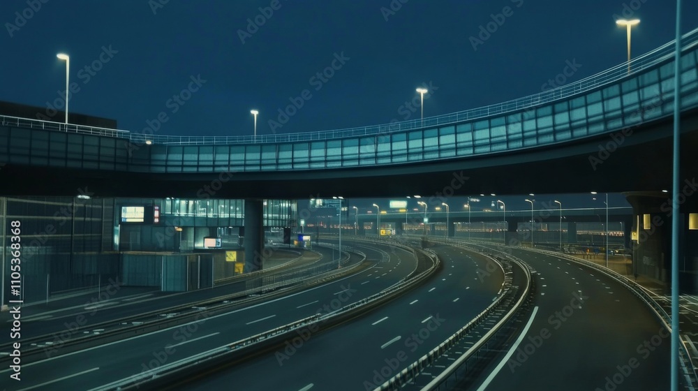 Empty express lane on highway during off-peak hours, symbolizing efficiency and opportunity in a calm, uncluttered environment.	