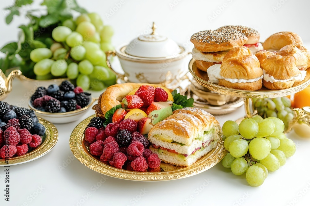 Delicious Breakfast Buffet With Fresh Fruits And Pastries Delicious Breakfast Buffet With Fresh Fruits And Pastries