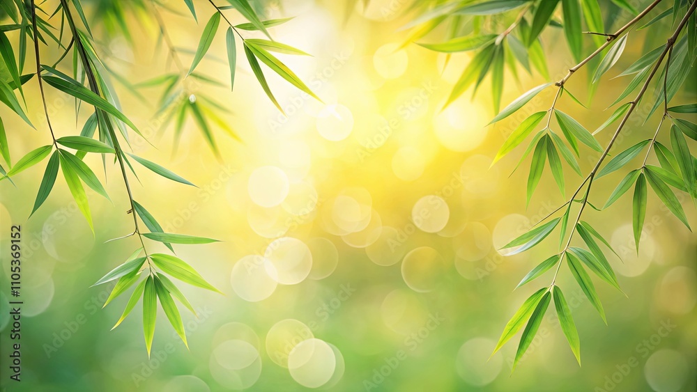 Serene Bamboo Branches with Sunlight and Bokeh Background