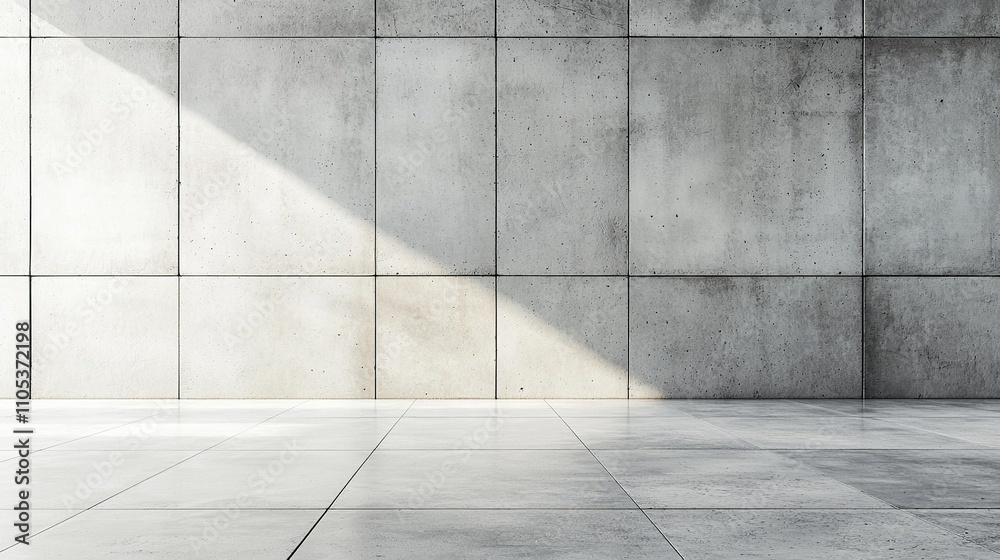 Modern concrete wall with shadows cast by natural light in an open space Modern concrete wall with shadows cast by natural light in an open space