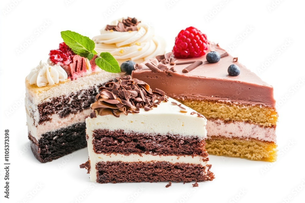 Delicious Assorted Cake Slices With Fresh Berries And Chocolate Delicious Assorted Cake Slices With Fresh Berries And Chocolate