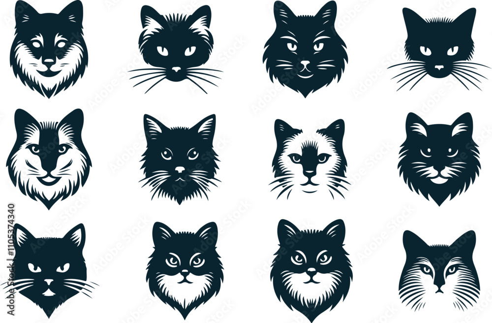 Abstract Cat Head Silhouette