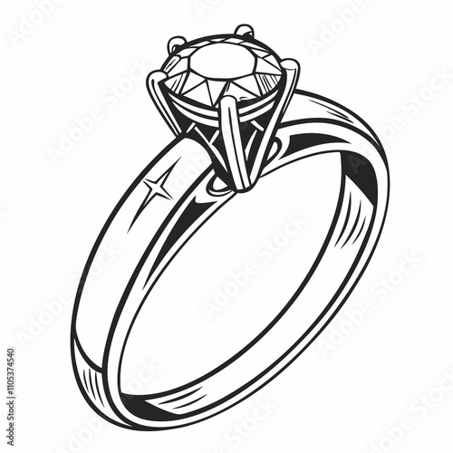 A silhouette of a Wedding ring or engagement ring  vector illustration