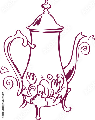 Jug. Tea ceremony hand-drawn illustration