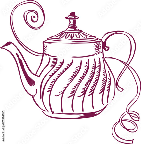 Teapot. Tea ceremony hand-drawn illustration