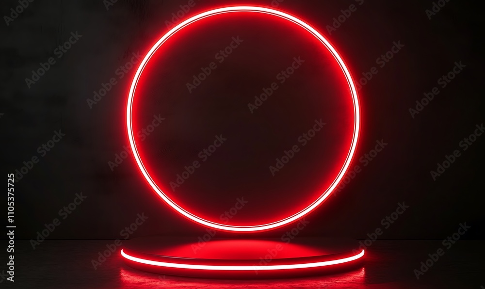 A circular red neon podium with a halo effect, set against a dark, illuminated backdrop with minimalistic design elements, ideal for a modern and stylish presentation, Generative Ai
A circular red neon podium with a halo effect, set against a dark, illuminated backdrop with minimalistic design elements, ideal for a modern and stylish presentation, Generative Ai