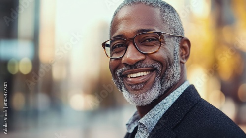 Smiling Professional in Urban Setting