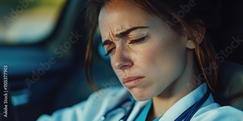 Stressed Female Nurse photo