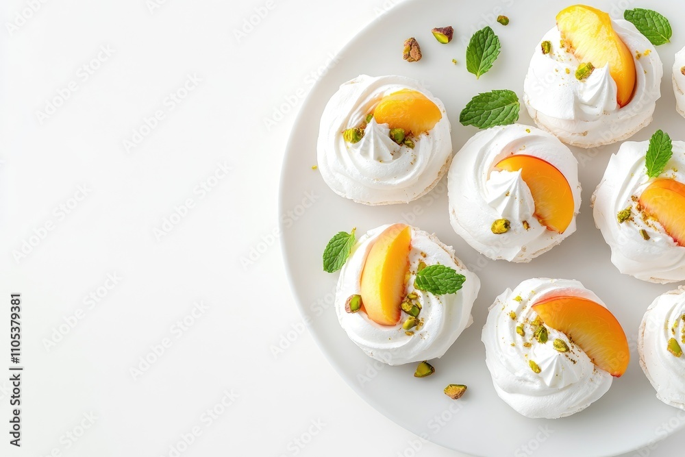 Peach and Pistachio Meringue Nests Delightful Dessert Peach and Pistachio Meringue Nests Delightful Dessert