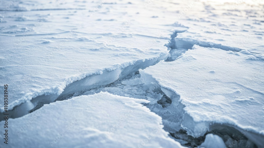 A close-up of sharp ice edges and deep cracks on the surface of a vast glacier. A close-up of sharp ice edges and deep cracks on the surface of a vast glacier.