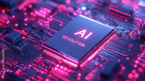 AI Revolution Futuristic Technology Chip Closeup