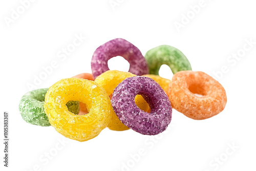 Fruity Fruit Loops Cereal for Kids and Kids at Heart Isolated on Transparent Background