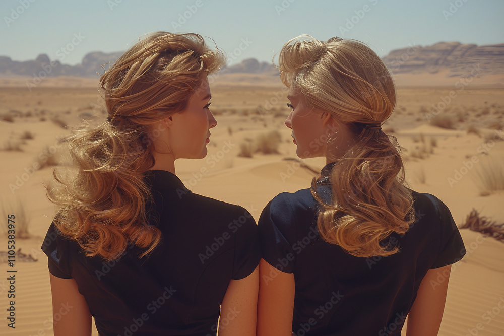 Generative AI Image of a Beautiful Tourist in Sunglasses Enjoying a Desert Journey