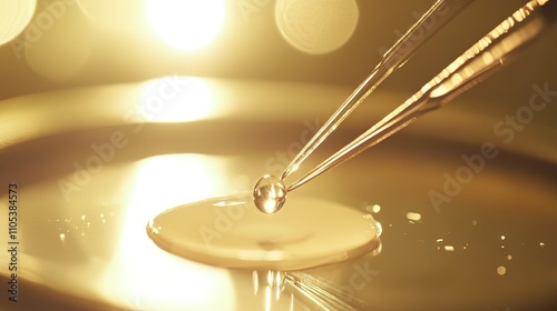 Wallpaper Mural A creamy drop on a microscope slide, being carefully observed with tweezers in a brightly lit lab. Torontodigital.ca