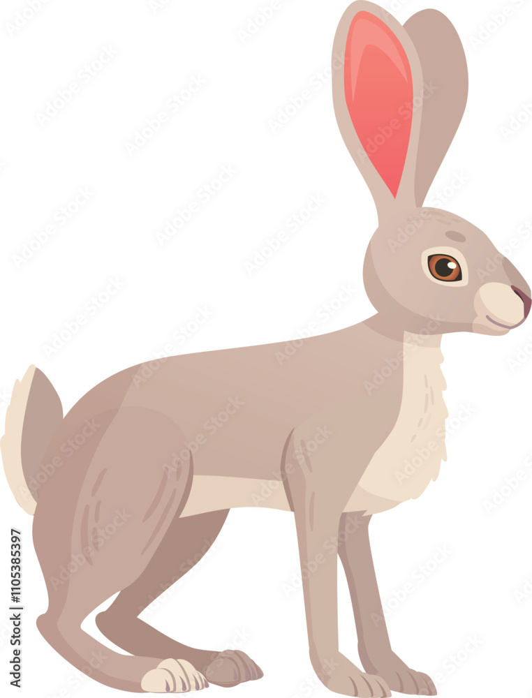 Wild hare cartoon character. Forest animal icon Wild hare cartoon character. Forest animal icon