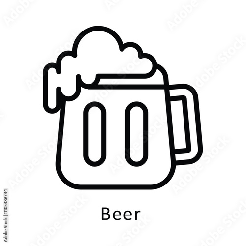 Beer Vector Outline Icon. Eps10 File