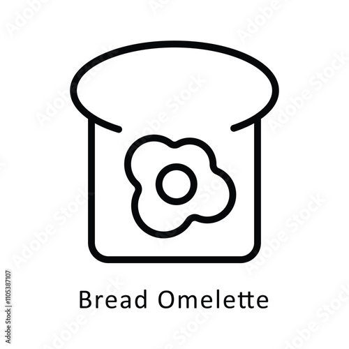 Bread Omelette   Vector Outline Icon. Eps10 File