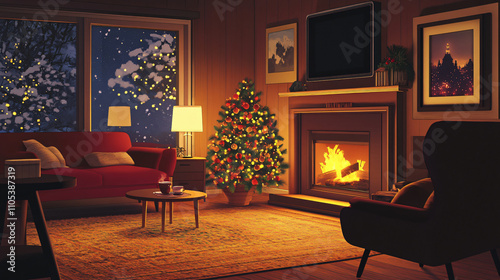 A winter movie marathon where a group of friends and family gather in a cozy living room to watch classic holiday films and enjoy hot cocoa, fostering bonding during the festive season. photo