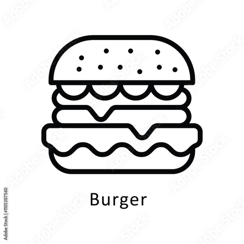 Burger Vector Outline Icon. Eps10 File