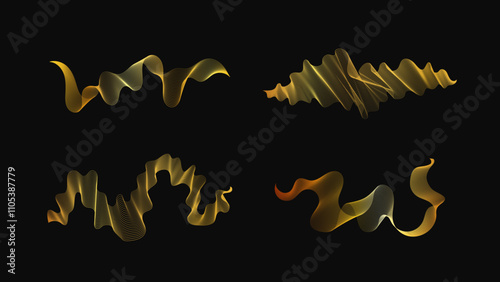 Set of abstract backdrops with luxury golden waves